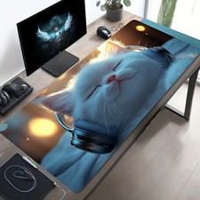 1pc Large-sized Esports Gaming Mouse Pad Featuring an Adorable White Cat with picture