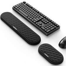 Black Ergonomic Wrist Rest FullSize Keyboard Mouse Support Pad Memory Foam picture