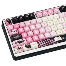 COOMICKEY Cute Keycaps Cool Cat Black Pink 134 Keys Key Cap for Cherry MX picture