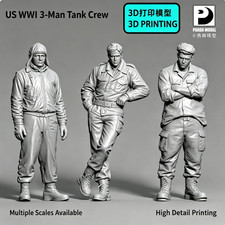 1/72 Scale WW2 US Tank Crew 3 Figures Unpainted Unassembled Resin Model Kit picture