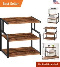 Compact 3-Tier Printer Storage Rack with Rustic Brown Finish - Home Organizer picture