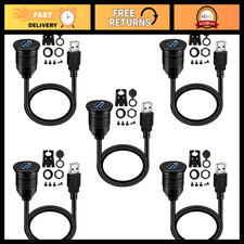 5-Pack USB 3.0 Male to Female Car Mount Flush Cable - 1ft Extension Cord picture