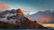 Landscape nature mountains clouds sky sunset water Custom Gaming Mat Desk picture