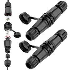 2-Pack Cat6A Waterproof Ethernet Coupler, IP68 RJ45 Inline Connector, 10Gbps picture