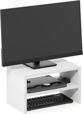 Monitor Stand Riser Set of 2, 15.7 Inch Wide Dual Mesh Platform Desk Organizer picture