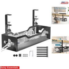 Space-Saving Metal Wire Management Tray for Desks - Easy Clamp Mount System picture