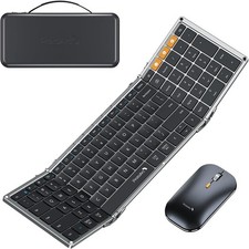 ProtoArc XKM01 Foldable Wireless Keyboard Mouse Combo Full-Size Travel Black NEW picture