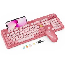Wireless Keyboard and Mouse Combo, Rose, Round Keycaps, Phone/Tablet Holder picture