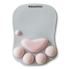Gray White Cat Paw Mouse Pad Soft Silicone Wrist Rest 10.7x7.8x0.9 Inch picture