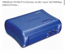 TRENDnet TE100-P1U 10/100Mbps USB 2.0 1-Port Ethernet Print Server Blue Open Box picture