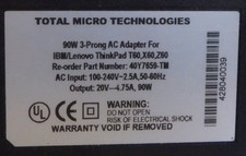 Total Micro Tech. 20 Volt 40Y7659-TM AC Charger Power Supply Adapter, 40Y7659-TM picture