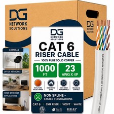 Cat6 Riser 1000FT, Unshielded, 23AWG, Solid Bare Copper, Up to 10Gb Speeds, No picture