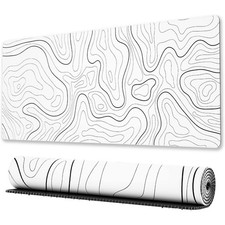 Large Gaming Mouse Pad with Stitched Edges, Minimalist Topographic Map Desk picture