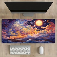 Sky Clouds, large mousepad, natural rubber, durable stitched edge, rectangular picture