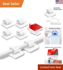 Durable White Cable Management Clips - 200 Pcs Self-Adhesive Wire Holders picture