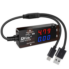 DROK USB Tester, USB-A USB-C 2.0 Multimeter Dual USB Ports PD QC 3.0 with Color picture