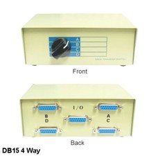 Kentek DB15 4 Way Data Transfer Switch Box I/O ABCD Female Port PC MAC Display picture