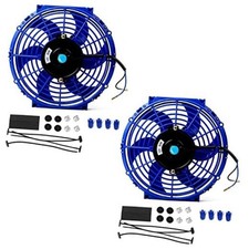 2PCS Slim Fan Push Pull Electric Radiator Cooling Fan - 12V 80W 10 inch Blue picture