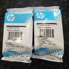 2 x HP 61 Tri-Color Ink Cartridge Packs CH562W.  Open Box Factory Sealed picture
