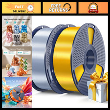 2-Pack 2KG Silk PLA 3D Printer Filament - Silver & Light Gold, High-Quality Mate picture