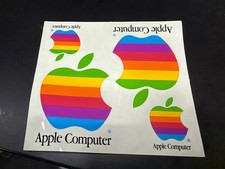 Vintage Apple Computer Rainbow Logo Sticker Sheet 4 Decals Original Mac 1990s picture