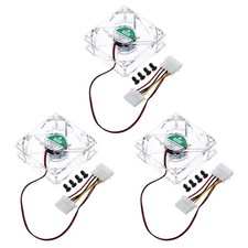 3 x Clear Computer Case Fan 1800RPM 80mm 4 Pin Green 4 LED 12V with 12 Screws picture