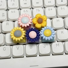 Sunflower Flower Artisan Keycap 3D Resin Custom MX Cherry Mechanical Keyboard picture