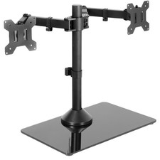 VIVO Dual Monitor Mount w/ Glass Base Stand for 2 Computer Screens up to 32