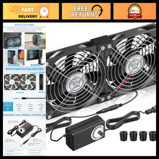 2x 120mm 240mm Computer Fans with AC Plug & DC 12V Power Supply, Speed Controlle picture