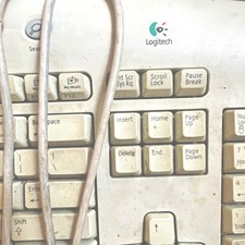 Vtg Logitech Access Keyboard Wired PS/2 QWERTY English BeigeGray MPN 867221-0100 picture