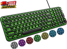 Large Print Backlit Wired USB Computer Keyboard 7 Color Retro Keycaps picture