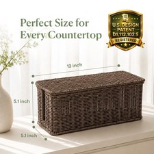 Handmade Rattan Cable Organizer Box with Slots for Power Strip picture