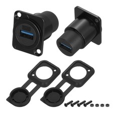2Pcs USB 3.0 Panel Mount Coupler D-Type USB Pass Through 5.0Gbps Black picture