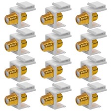 12 Pcs F Type Keystone Jack Coax Coaxial Cable Coupler Snap In Insert White picture