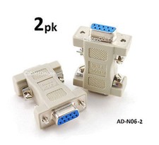 2-PACK DB9 Null Modem Female/Female Data Transfer Adapter/Gender Changer picture