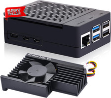 GeeekPi Raspberry Pi 5 ABS Case Armor Lite V5 Active Cooler Heatsink Fan Black picture