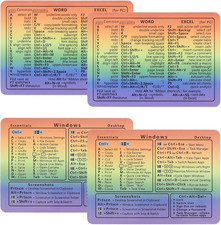 4Pcs Windows Shortcut Sticker, Excel Cheat Sheet, Shortcut Stickers for Laptop, picture