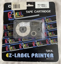 Casio EZ Label Printer Label Cartridge - 18mm White Tape Black Ink 1-pack New picture