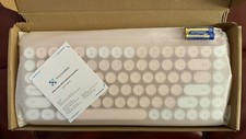 Taiahiro Wireless Bluetooth Mechanical Gaming Keyboard, Pink & White, Retro Keys picture