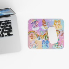 Whimsical Bear Cloud Mouse Pad, Cute Office Decor, Gift for Kids, Rainbow picture