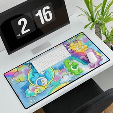 Care Bears rainbow cloud pattern Desk Mat | pastel gaming desk mat picture
