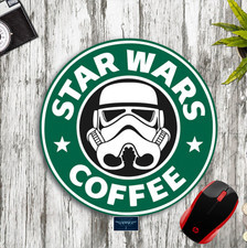 STAR WARS COFFEE FUNNY STARBUCKS STORM TROOPER ROUND PC MOUSE PAD DESK MAT GIFT picture