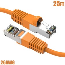 25FT Cat5e RJ45 Network LAN Ethernet FTP Shielded Patch Cable Cord 26AWG Orange picture