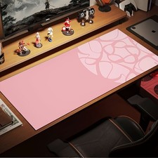 1pc Large Non-Slip Gaming Desk Mat & Keyboard Pad - Pink Abstract Semicircle M picture
