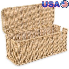 Handwoven Rattan Cable Organizer Box Multi Functional Storage For Cords New picture