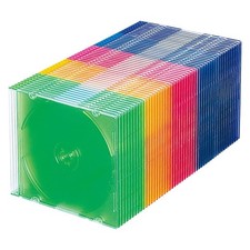 Sanwa Blu-ray/DVD/CD Case, Slim Type, 50-Pack, 5-Color Mix (FCD-PU50MXN2) picture