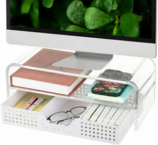 Desk Organizer Computer Monitor Stand Riser with Drawer and Pen Holders Office picture