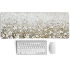 Beige Spring Floral Mouse Pad,Summer Wildflower Aesthetic Mouse Pads,Cottagec... picture