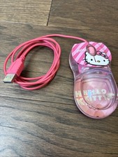 Hello Kitty Liquid Fill Computer Mouse Pink Lights Up Vintage Optical USB Works picture