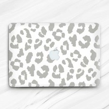 Light Grey Leopard Print Aesthetic Hard Case For Macbook Air 13 15 Pro 16 14 Neo picture